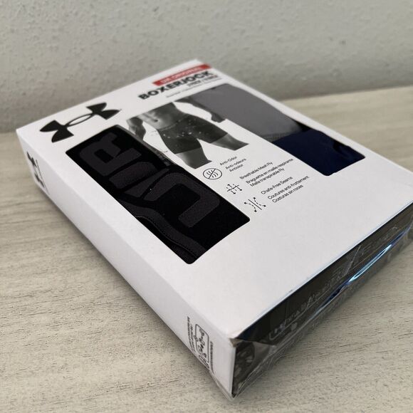 Under Armour UA Original BoxerJocks Mens 4XL 6 Inch 2 Pack Black/Gray Color - Picture 3 of 4